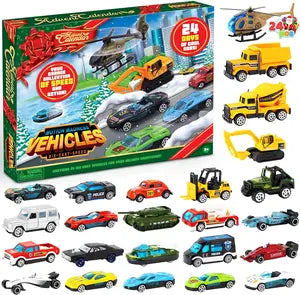 Christmas Advent Calendar, 24 Days Countdown Calendar Diecast Cars Set, Christmas Vehicles